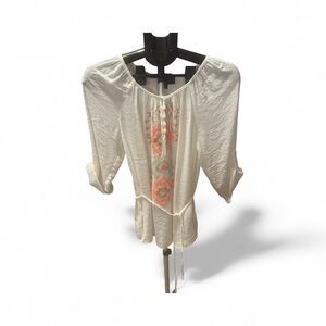 BCX White Blouse with Orange Embroidery